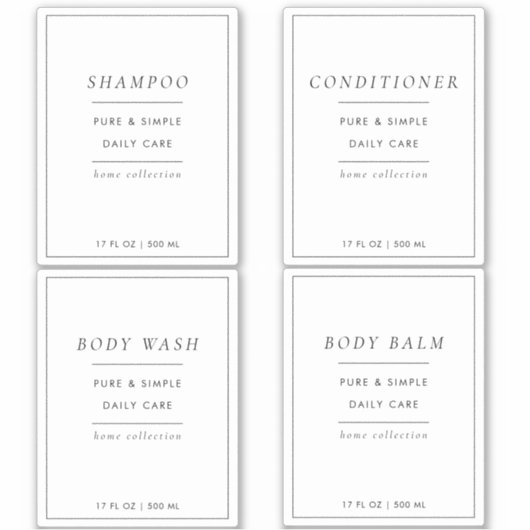 Set van 4 aangepaste badkamerlabels sticker (Voorkant)