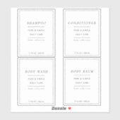 Set van 4 aangepaste badkamerlabels sticker (Vel)