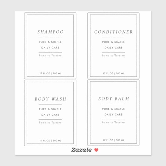 Set van 4 aangepaste badkamerlabels sticker (Vel)