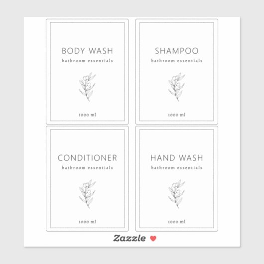 Set van 4 Aangepaste Vinyl Waterdichte Badkamer La Sticker (Vel)