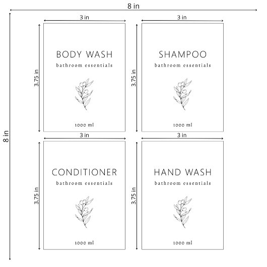 Set van 4 Aangepaste Vinyl Waterdichte Badkamer La Sticker