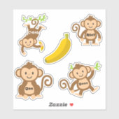 Set van 4 Cute Monkey-Stickers Sticker (Vel)