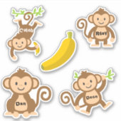 Set van 4 Cute Monkey-Stickers Sticker (Voorkant)