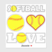Set van 4 Fastpitch Softball Player Love Sports Sticker (Vel)