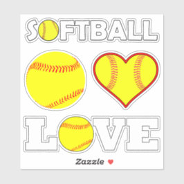 Set van 4 Fastpitch Softball Player Love Sports Sticker