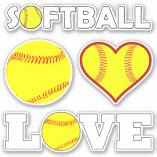 Set van 4 Fastpitch Softball Player Love Sports Sticker