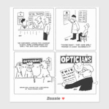 Set van 4 Funny Optician Cartoons.