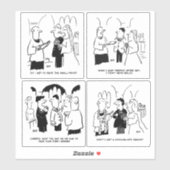 Set van 4 Funny Wedding Cartoons. Sticker (Vel)