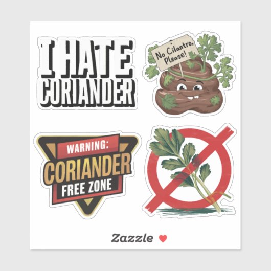 Set van 4 hatelijke koriander stickers (Vel)