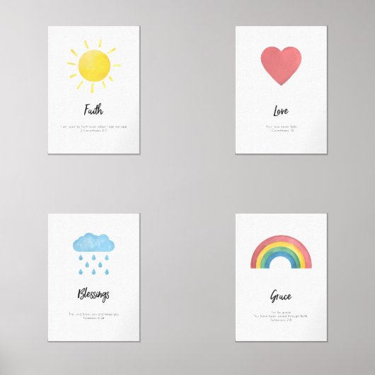 Set van 4 kinder bijbel verse wall art (Voorkant)
