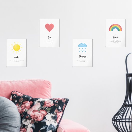 Set van 4 kinder bijbel verse wall art (Woonkamer)
