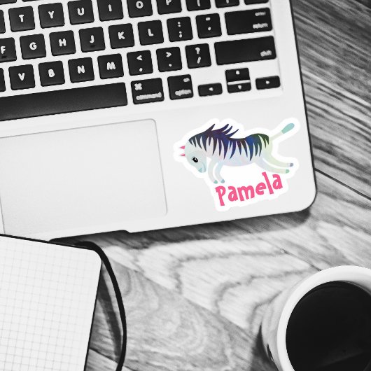Set van 4 kleine gepersonaliseerde naam zebra stic sticker