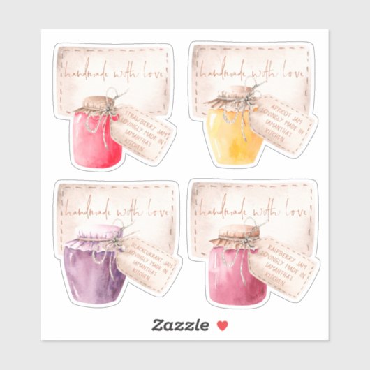 Set van 4 Labels voor Homemade Jams (Vel)