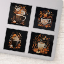 Set van 4 Pompoen Spiced Latte Vinyl Stickers
