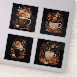 Set van 4 Pompoen Spiced Latte Vinyl Stickers