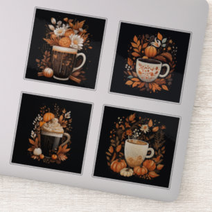 Set van 4 Pompoen Spiced Latte Vinyl Stickers