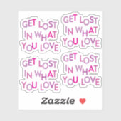 Set van 4 roze/Paarse Get Lost In What You Love Sticker (Vel)