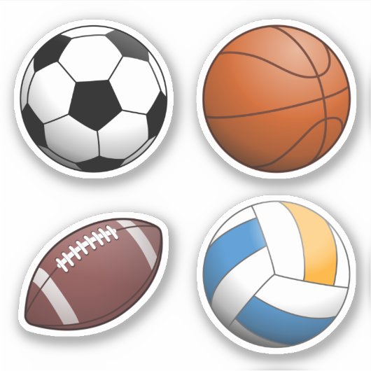 Set van 4 sportballen sticker (Voorkant)