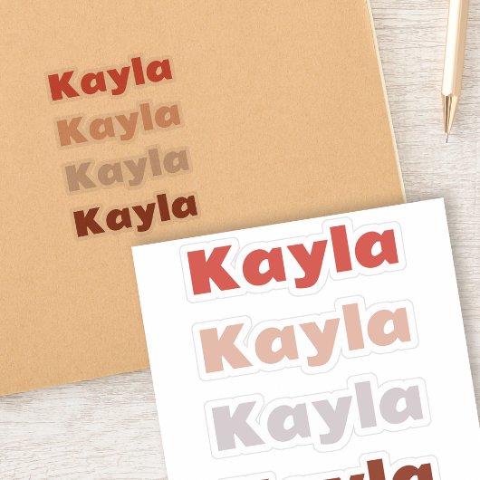 Set van 4 Trendy gekleurde naamlabels Kayla Sticke Sticker