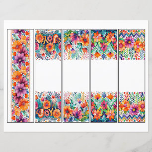 Set van 5 Boho bloemenrand bladwijzers