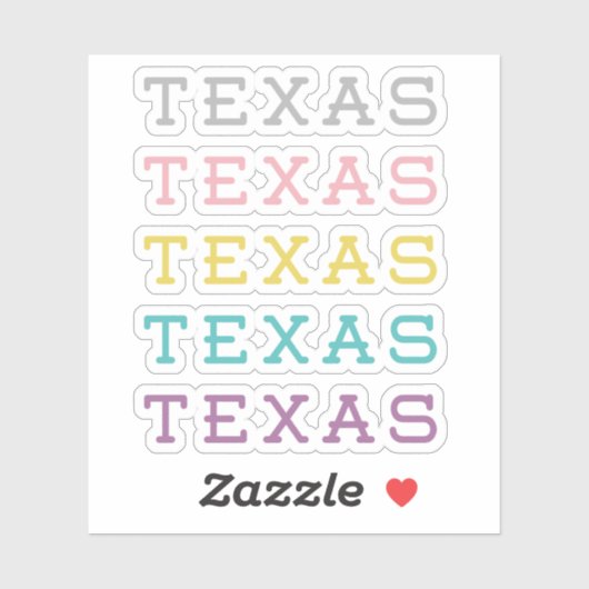 Set van 5 Pastel Texas, Texas, Texas Custom-Cut Sticker (Vel)