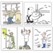 Set van 5 verschillende vakmannen cartoons. sticker (Voorkant)