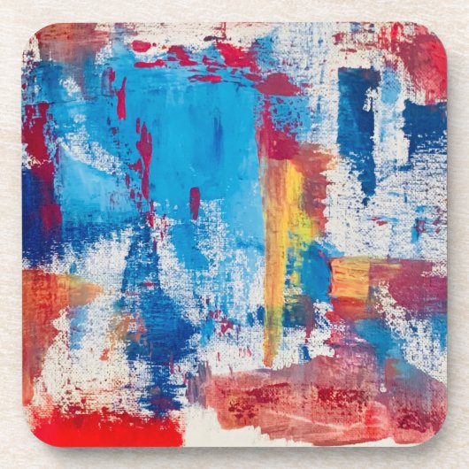 Set van 6 Abstracte Kunst Stenen Onderzetters (Voorkant)