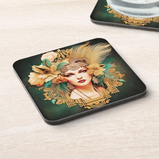 Set van 6 Art Deco Lady Onderzetters (Linkerzijde)