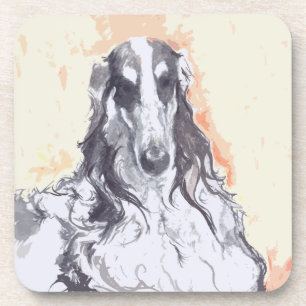 SET VAN 6 BORZOI ONDERLEGGERS DRANKJES ONDERZETTER