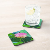 Set van 6 Cork Back Onderzetters Pink Lotus Abstra (Rechterzijde)