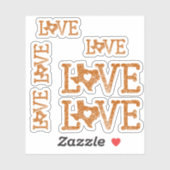 Set van 6 'Distsed' Texas Love Burnt Oranje Sticker (Vel)