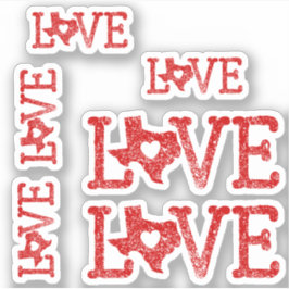 Set van 6 'Distsed Texas Love Raider Red' Sticker