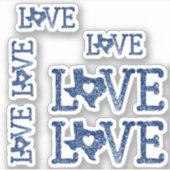 Set van 6 Distsed Texas Love State Flag Blue Sticker (Voorkant)