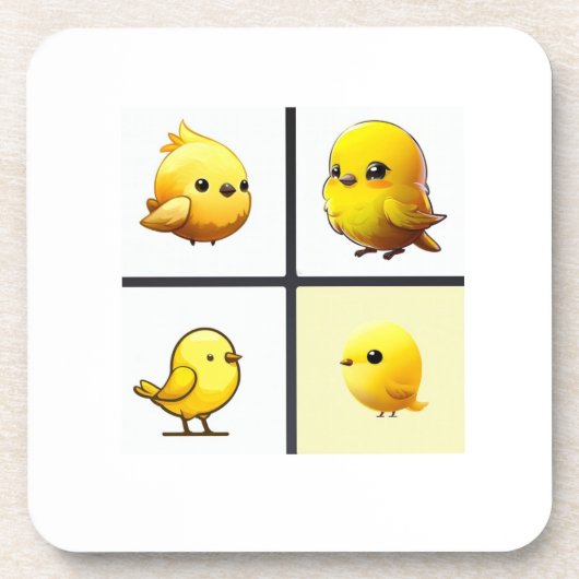 Set van 6 duurzame onderzetters design kleine gele (Voorkant)