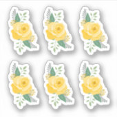 Set van 6 Gele Rose uit Texas - Enkele Rozen Sticker (Voorkant)