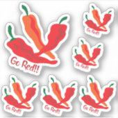 Set van 6 Go Red!!! Chili Peppers, aangepaste snit Sticker (Voorkant)