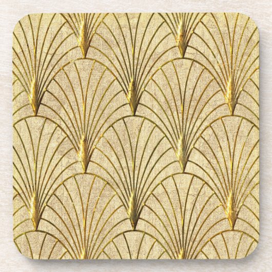 Set van 6 Gold Art Deco Bier Onderzetter (Voorkant)