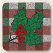 Set van 6 jaren 40 Xmas Gingham Bier Onderzetter (Voorkant)