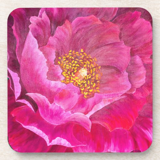 Set van 6 kurk terug Onderzetters roze cactus Roos (Voorkant)