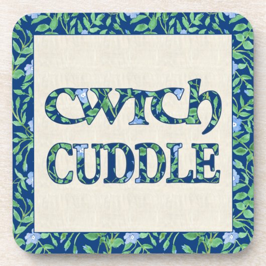 Set van 6 kurken onderzetters met Welshe Cwtch en (Voorkant)