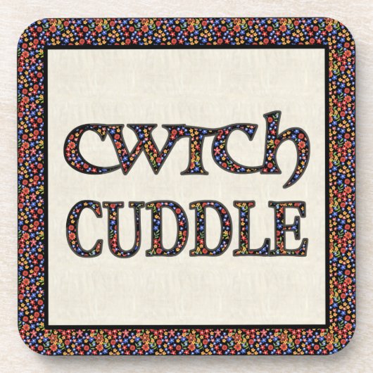 Set van 6 kurkOnderzetters met Welsh Cwtch en Cudd Bier Onderzetter (Voorkant)