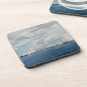 Set van 6 kustkunst harde plastic onderzetters (Linkerzijde)