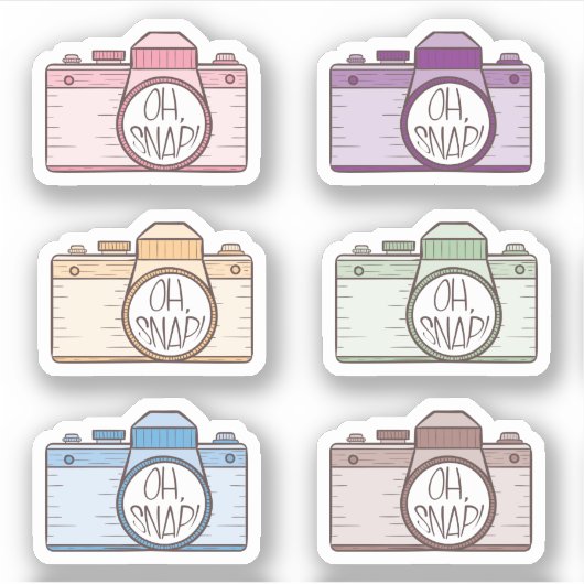 Set van 6 Oh Snap! Pastel Cameras Stickers (Voorkant)