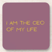 Set van 6 Paarse Onderzetters - CEO van mijn leven (Voorkant)