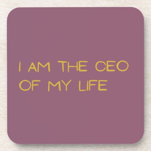Set van 6 Paarse Onderzetters - CEO van mijn leven (Voorkant)