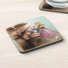 Set van 6 Piano Girl-Onderzetters, kleurrijke  kun