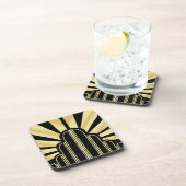 Set van 6 - Sunburst Art Deco Onderzetters. Bier Onderzetter (Rechterzijde)