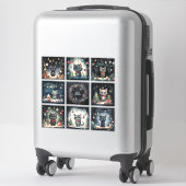 Set van 8 kattenkerst sticker (Koffer)
