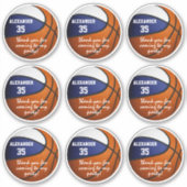 Set van 9 Blauw Wit Basketbal Party Favor Label (Voorkant)