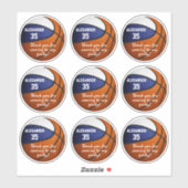 Set van 9 Blauw Wit Basketbal Party Favor Label (Vel)